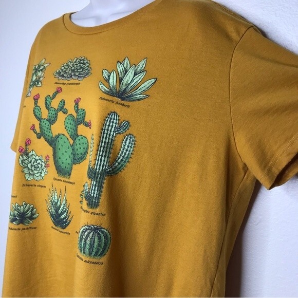 Fifth Sun Cactus Cacti Mustard Graphic Tee Short Sleeve Womens Size XX Large - Picture 3 of 15